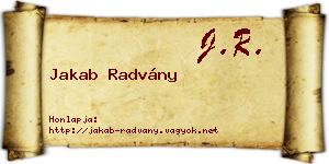 Jakab Radvány névjegykártya